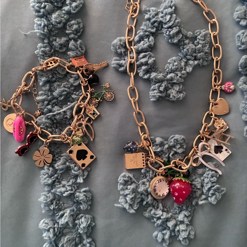 Kate Spade Gold Charm Necklace and Bracelet Set